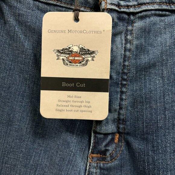 Harley Davidson Womens Boot Cut Jeans Size 12 Blue Denim Mid-Rise Relaxed Fit - Picture 6 of 10